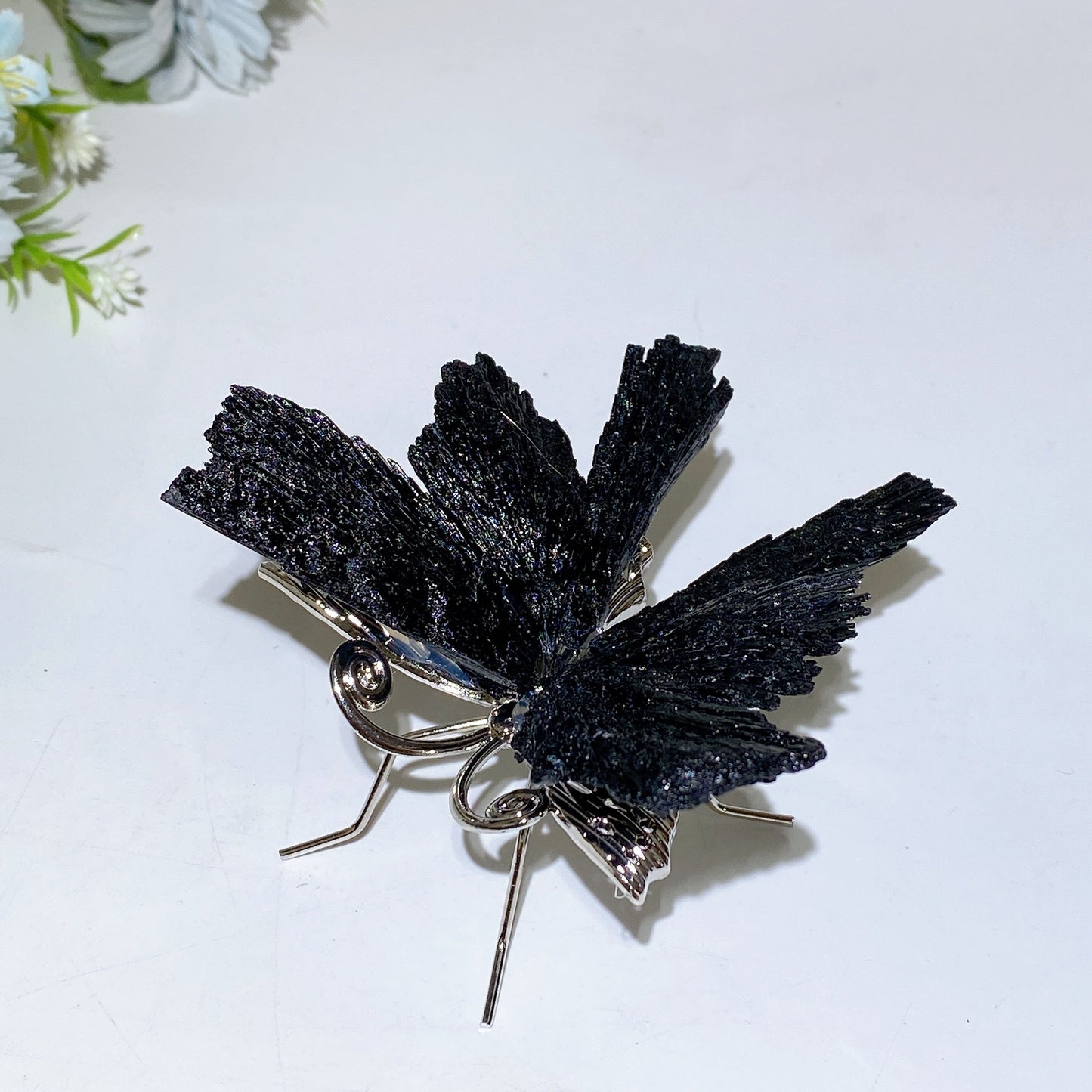 Aura Tourmaline Crystal Metal Butterfly Free Form Crystal Healing Bulk Wholesale