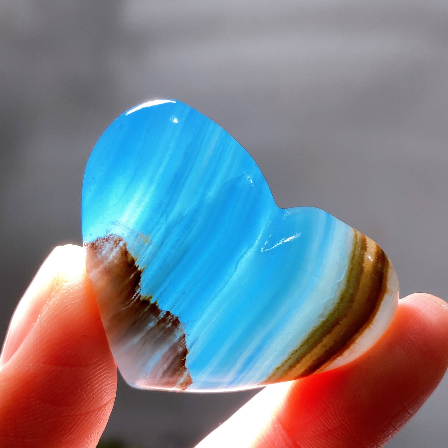4-5.5cm Blue Onyx Heart Palm Stone Crystal Healing Bulk Wholesale