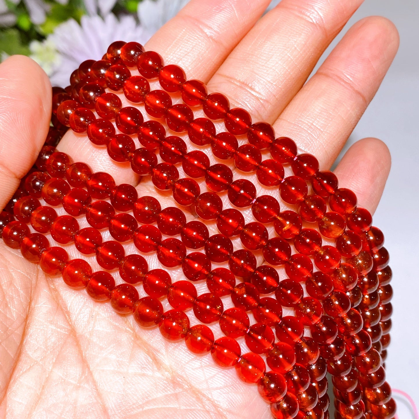 6mm Natural Hessonite Garnet Beads String Crystal Healing Bulk Wholesale