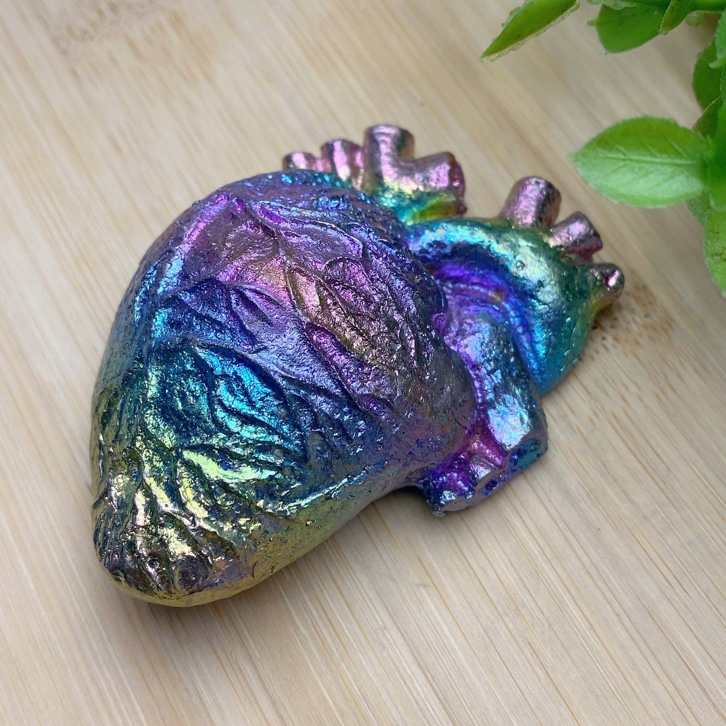 2.5" Aura Bismuth Heart Carvings Bulk Wholesale