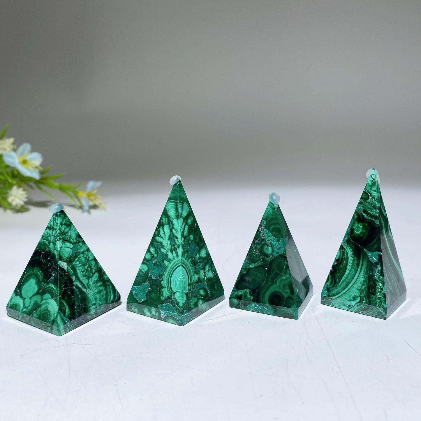 1.4"-2.0" Malachite Pyramid Carving Crystal Healing Bulk Wholesale