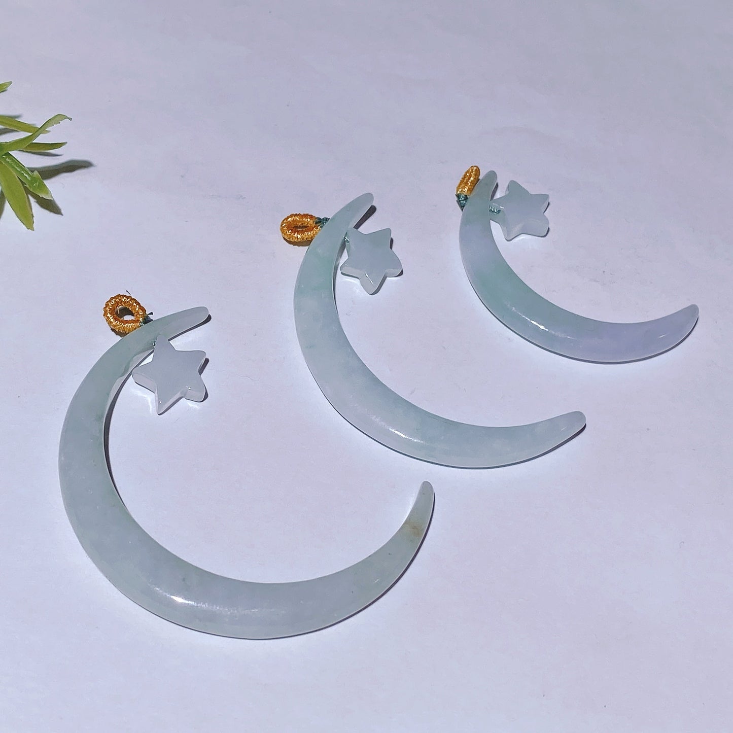 4-5.5cm Emerald Jade Moon & Star Pendant Crystal Healing Bulk Wholesale