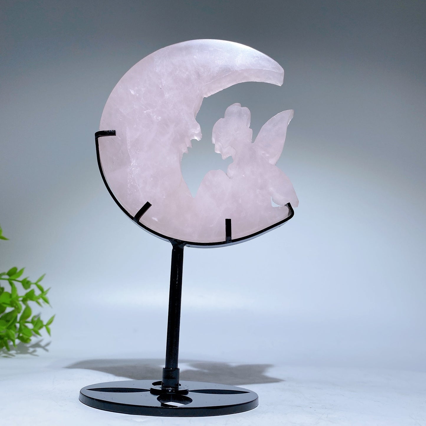 Crystal Fairy on Moon Carving with Stand Crystal Healing Bulk Wholesale