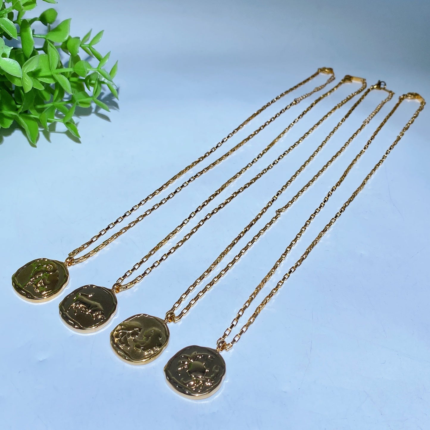 12 Constellations Golden Color Necklace Crystal Healing Bulk Wholesale