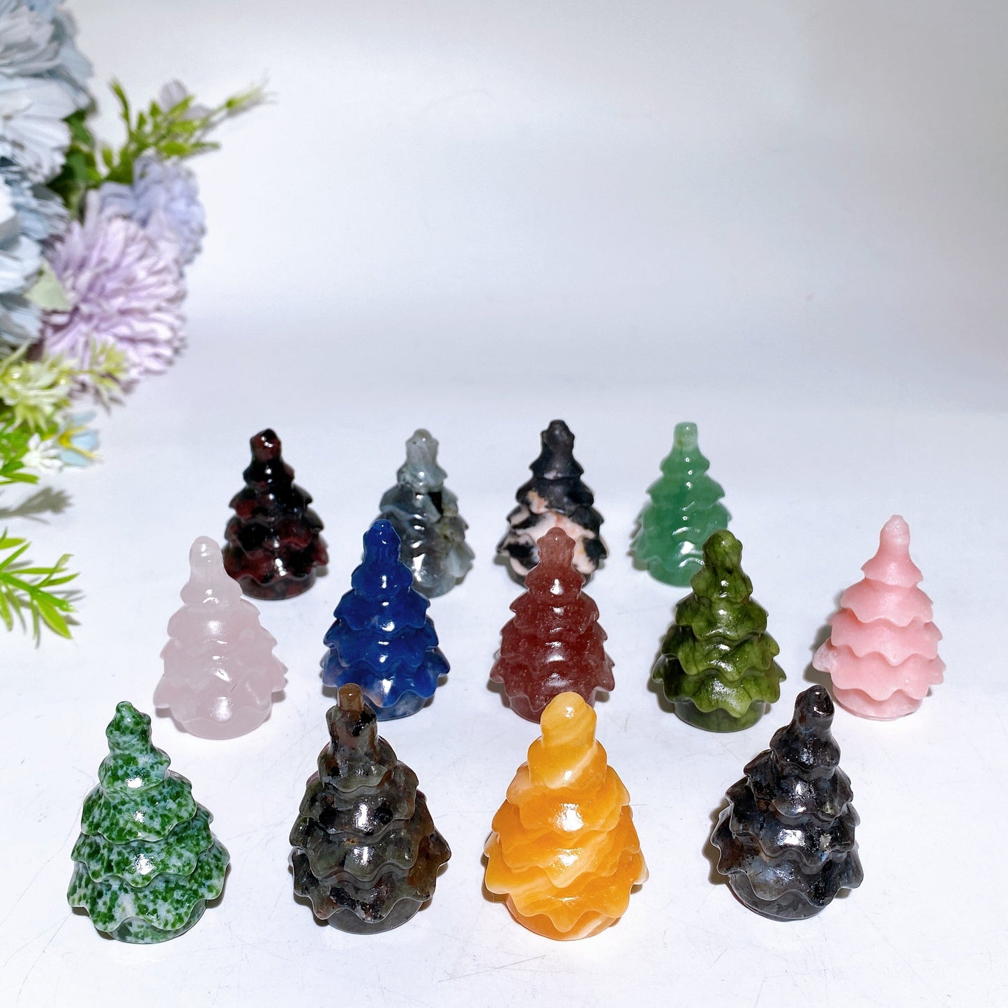 1.6" Crystal Christmas Tree Carving Crystal Healing Bulk Wholesale