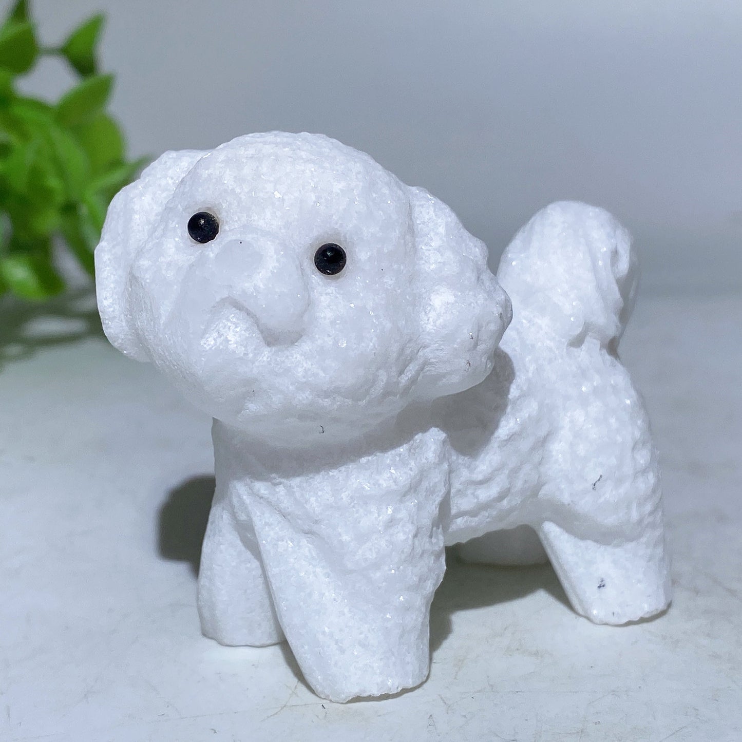 2.1" White Jade Dog Carving Crystal Healing Bulk Wholesale