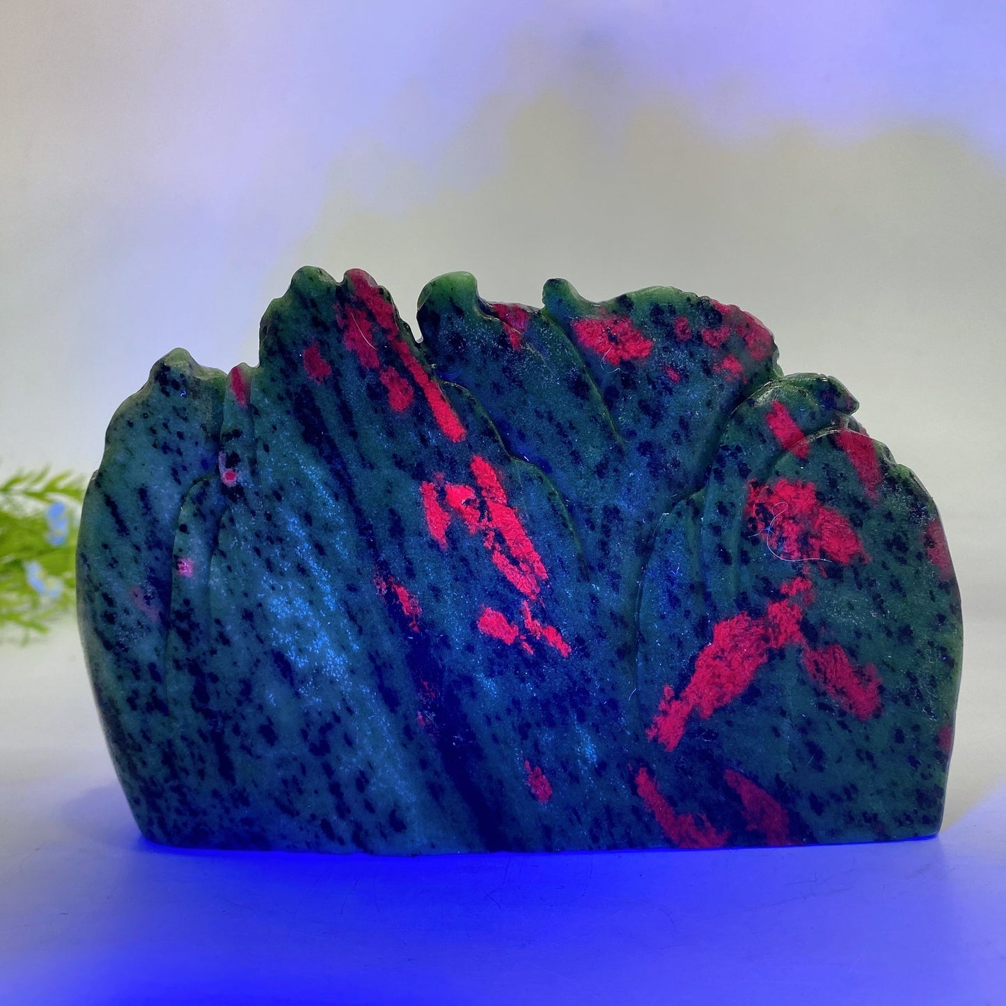 17cm Hand Carved Unique UV Reactive Ruby In Zoisite Phoenix Mountain Carving Free Form Crystal Healing Bulk Wholesale