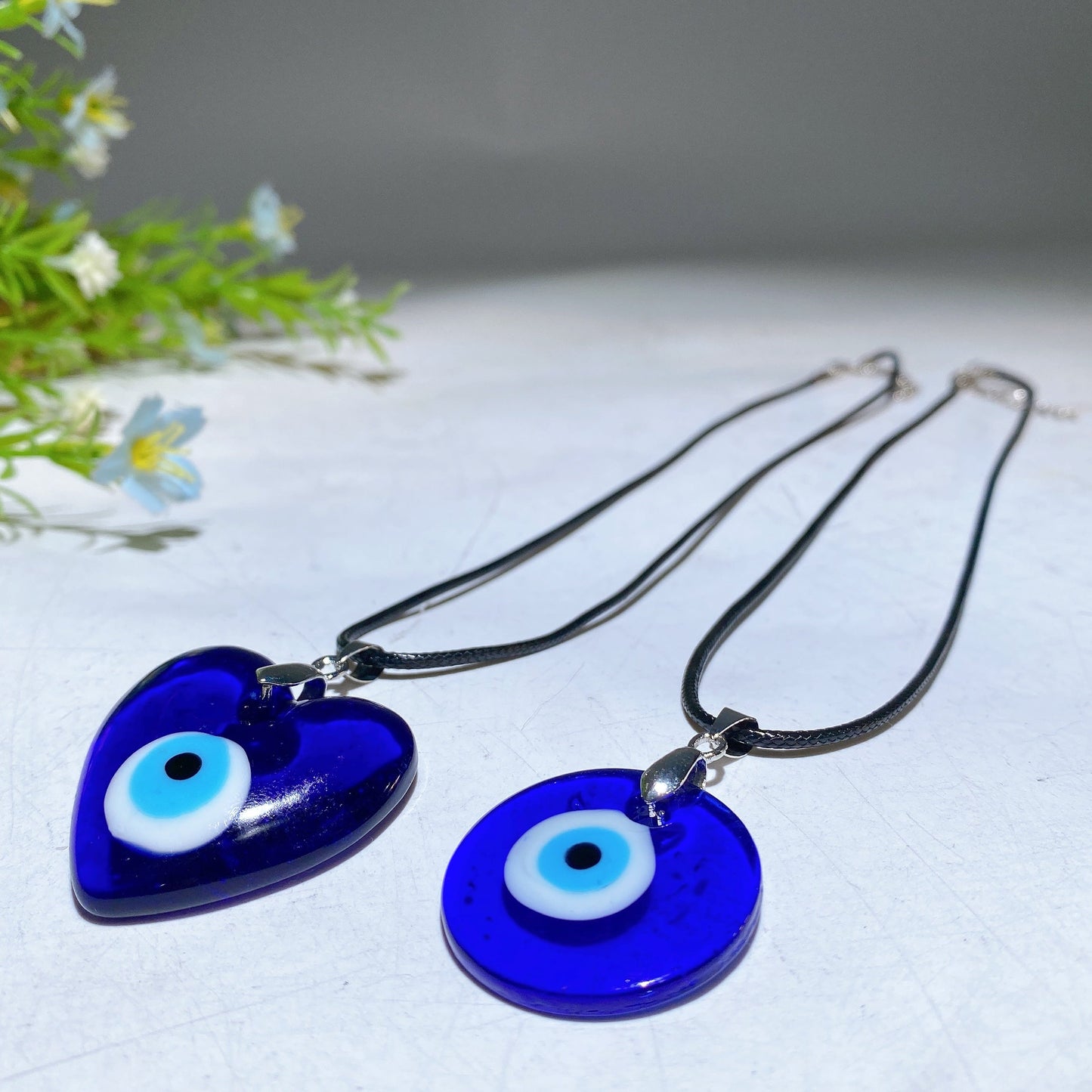 Crystal Evil Eye Heart Round Necklace Crystal Healing Bulk Wholesale