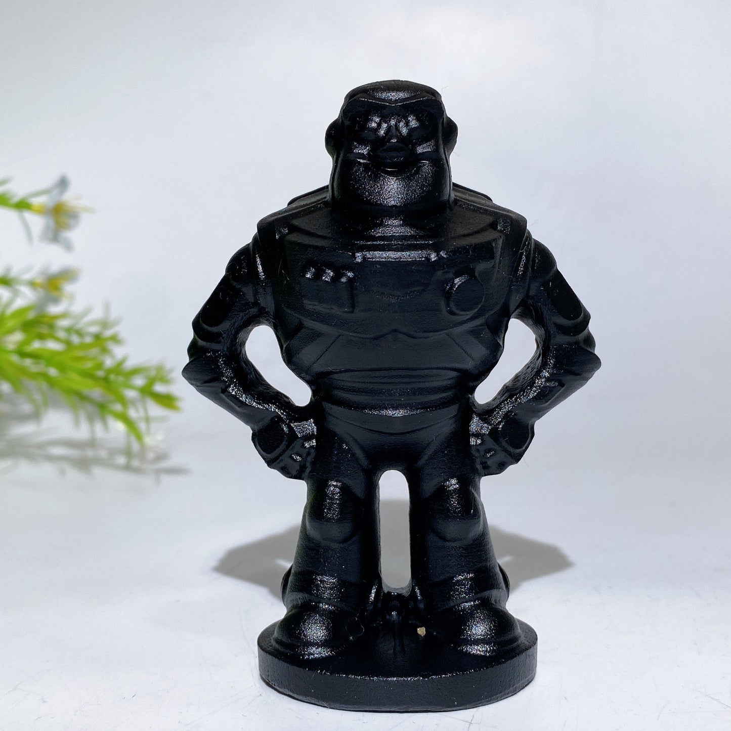 3.6" Black Obsidian Buzz Lightyear Carving Crystal Healing Bulk Wholesale