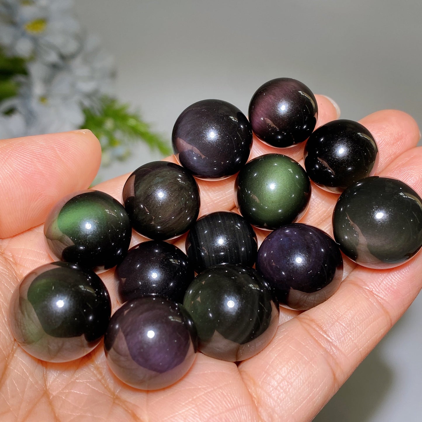 10pcs Ice Obsidian Rainbow Obsidian Spheres Crystal Healing Bulk Wholesale