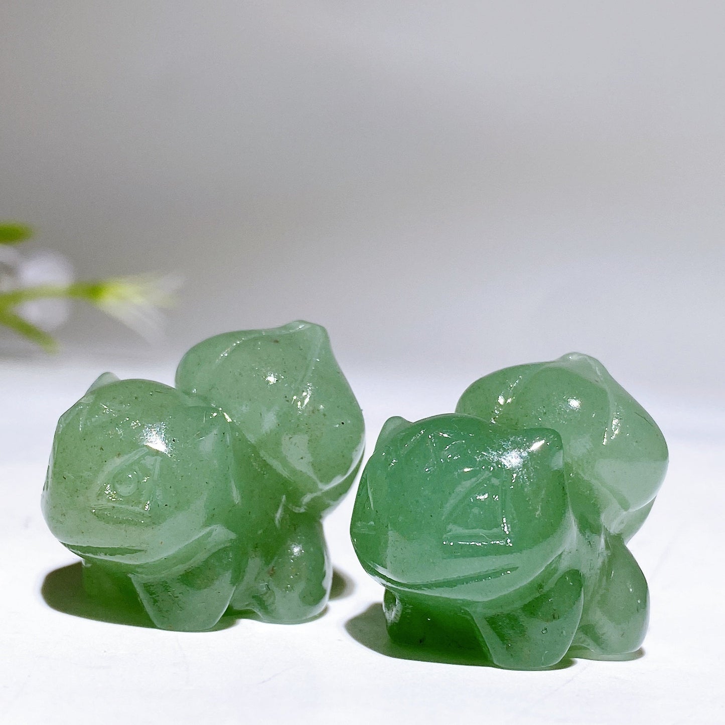 1.1" Green Aventurine Bulbasaur Pokemon Carving Crystal Healing Bulk Wholesale