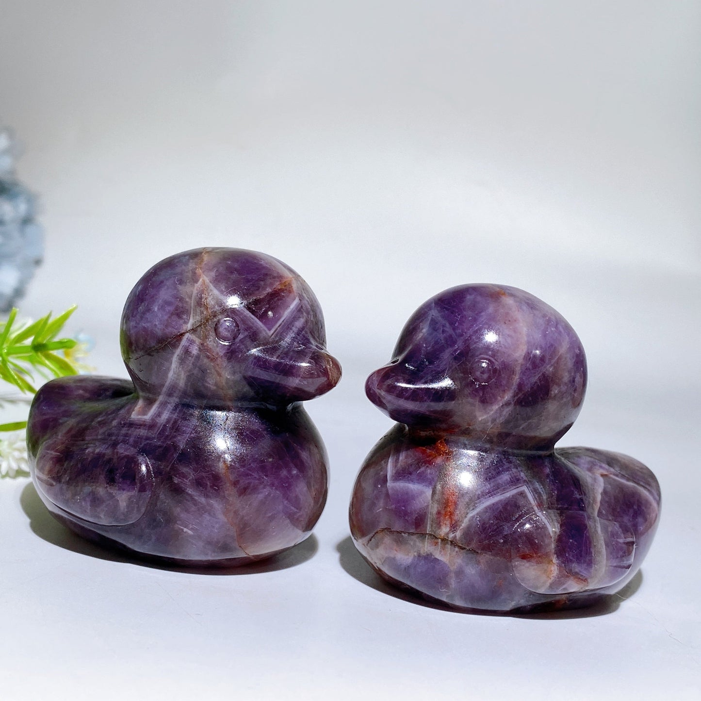 2.6" Rose Quartz Dream Amethyst Duck Carving Crystal Healing Bulk Wholesale