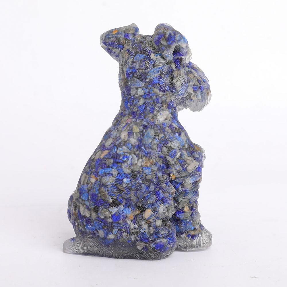 Lapis Gravel Resin Dog Figurines Schnauzer