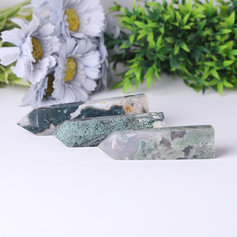 Wholesale Natural Moss Agate Point Healing Stone Crystal wholesale suppliers
