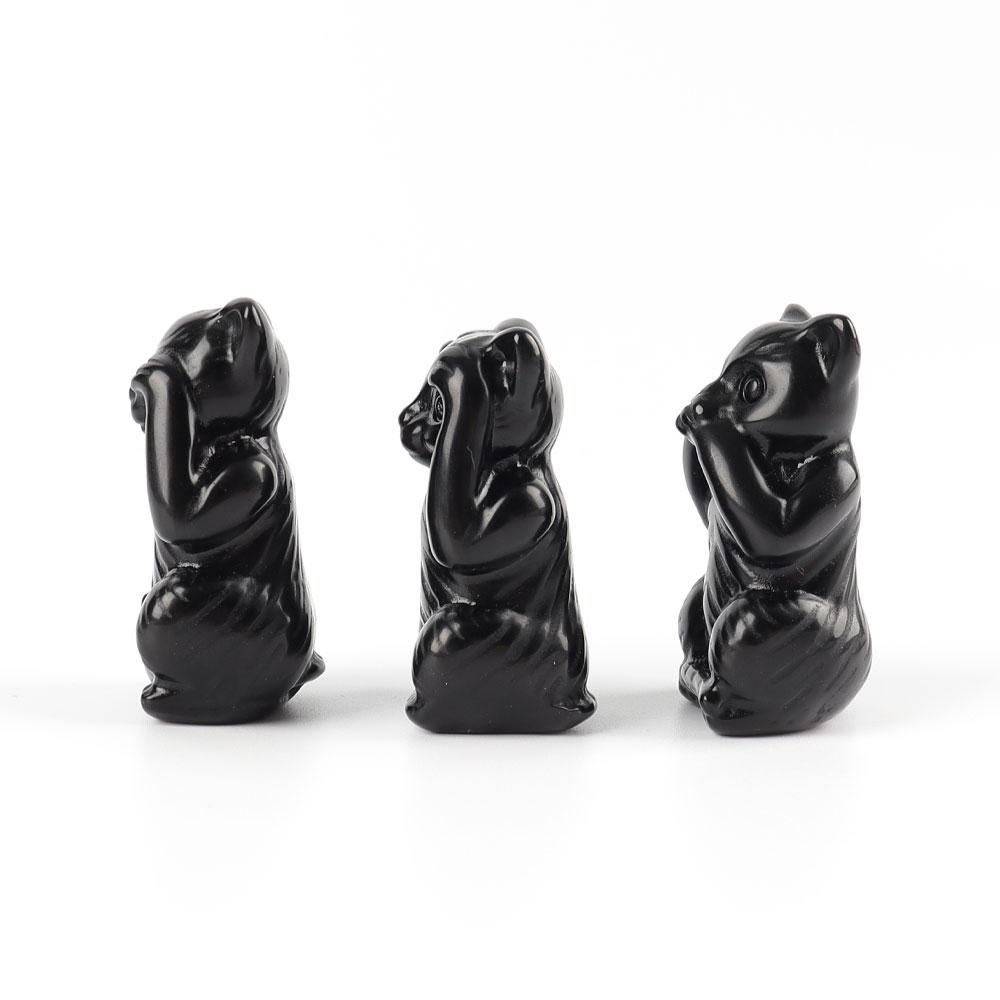 Black Obsidian See No Evil, Hear No Evil, Speak No Evil, Free Form 1set Crystal wholesale suppliers