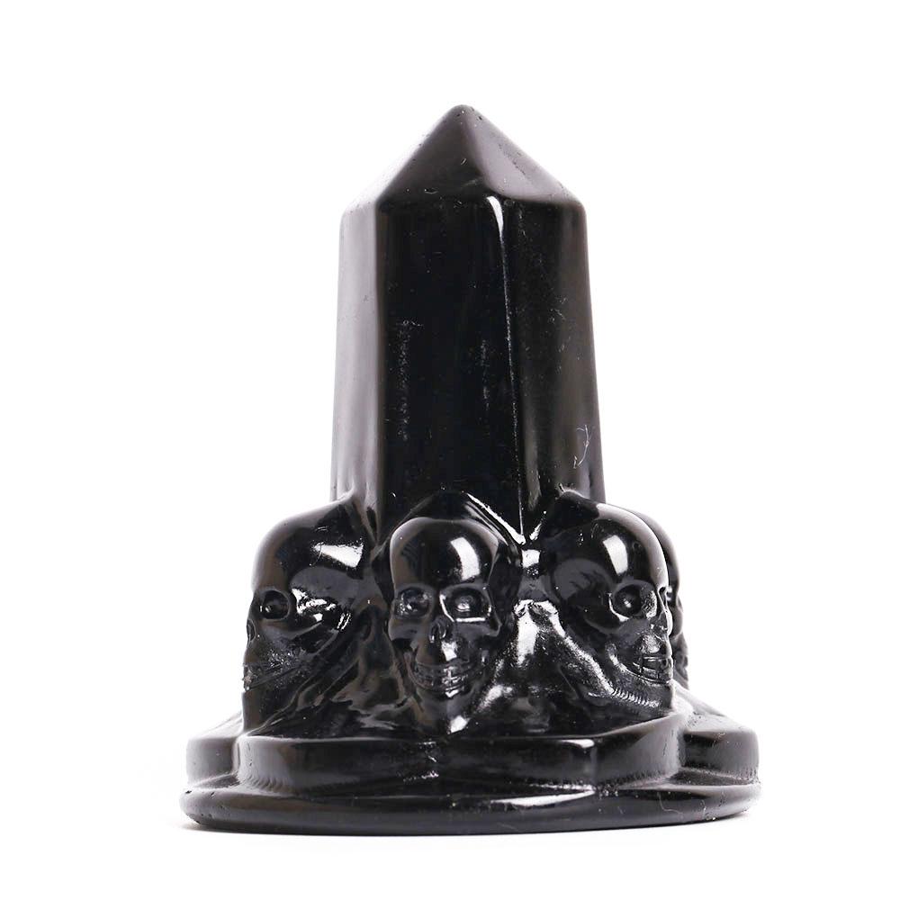 Black Obsidian Point With Carving Skull Decor Crystal wholesale suppliers