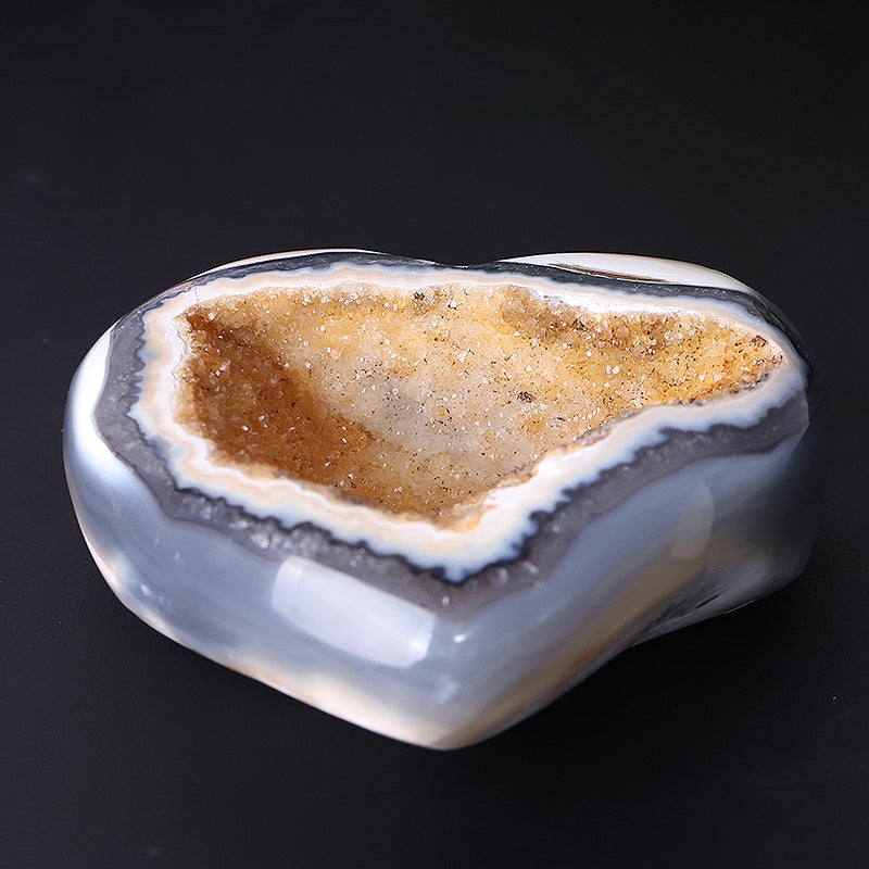 3.9" Unique Druzy Agate Heart Carving Free Form