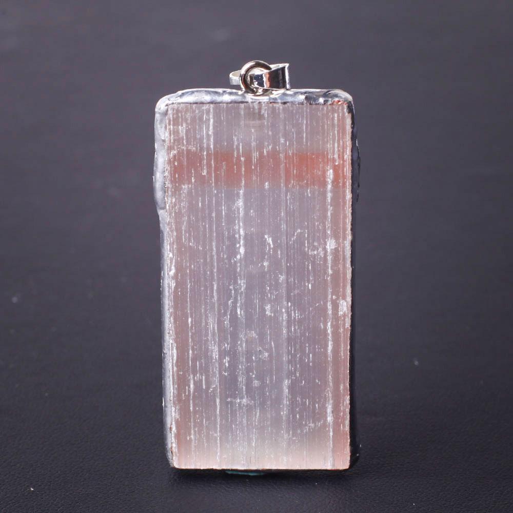 Wire Wrapped Pink Selenite Square Slice Crystal Pendant Crystal wholesale suppliers