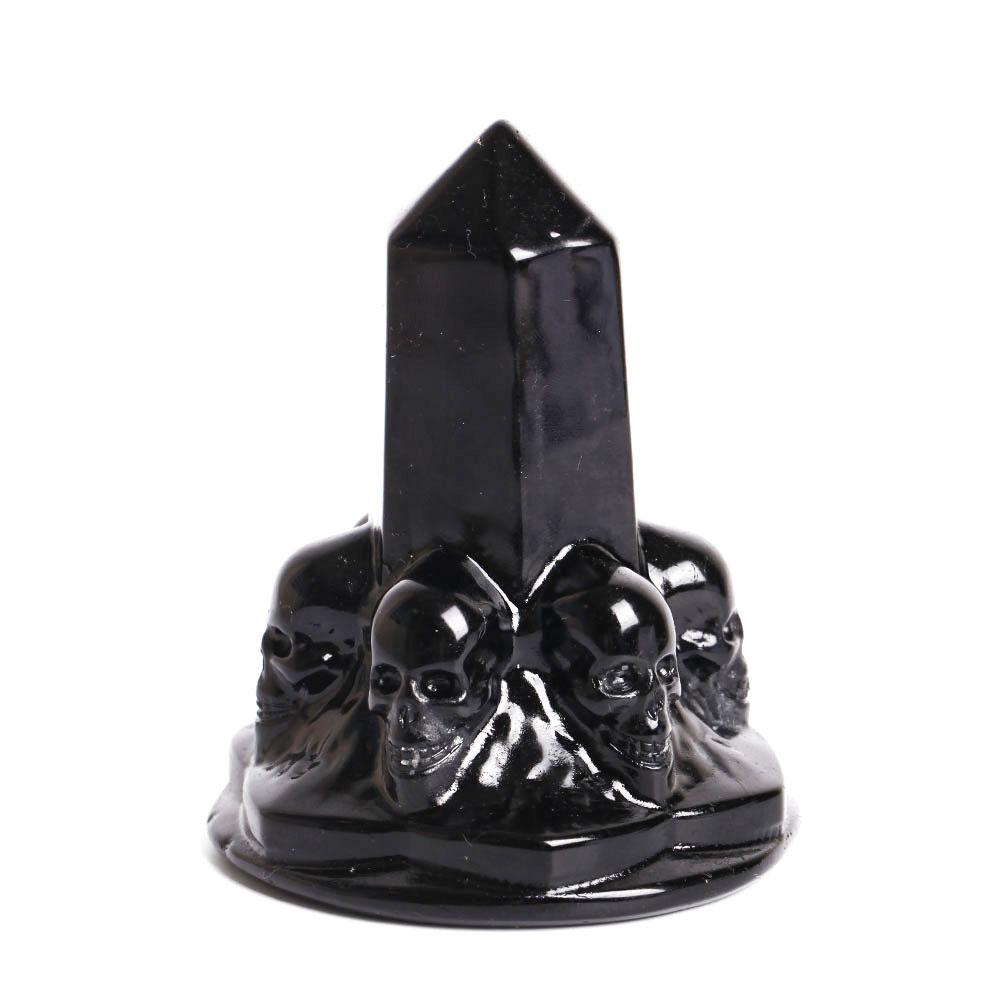 Black Obsidian Point With Carving Skull Decor Crystal wholesale suppliers