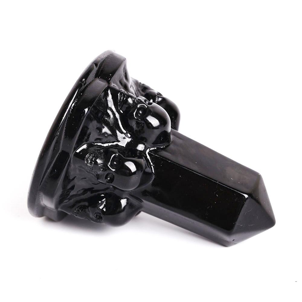 Black Obsidian Point With Carving Skull Decor Crystal wholesale suppliers
