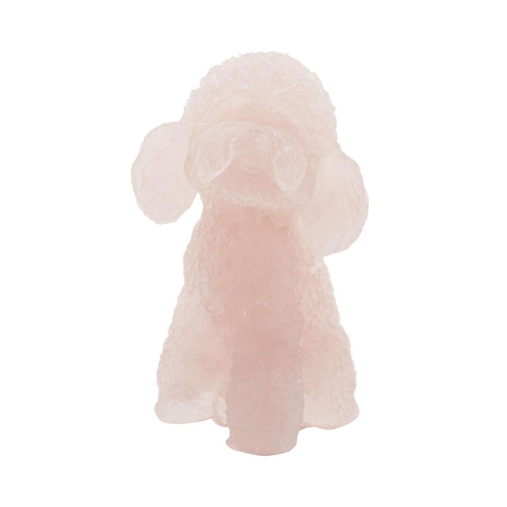 Resin Dog Figurines with Rose Quartz Gravel Toy Poodle for Kids Gifts