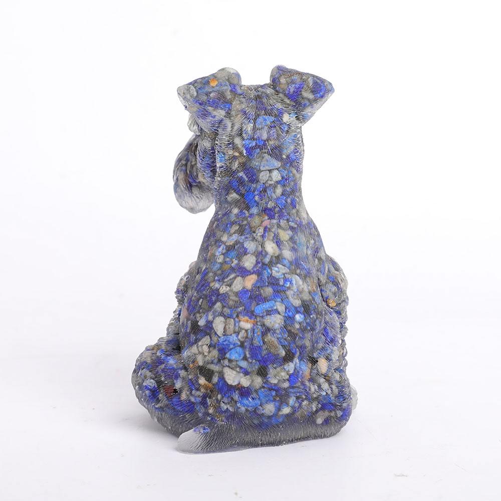 Lapis Gravel Resin Dog Figurines Schnauzer