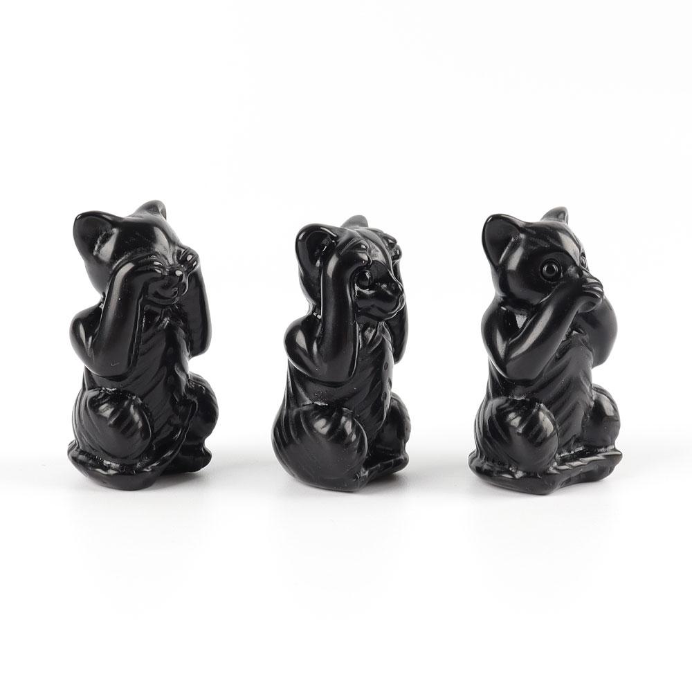 Black Obsidian See No Evil, Hear No Evil, Speak No Evil, Free Form 1set Crystal wholesale suppliers