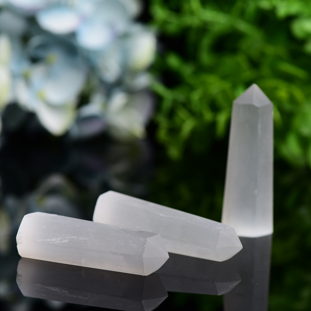 Set of 3 Selenite Points Bag