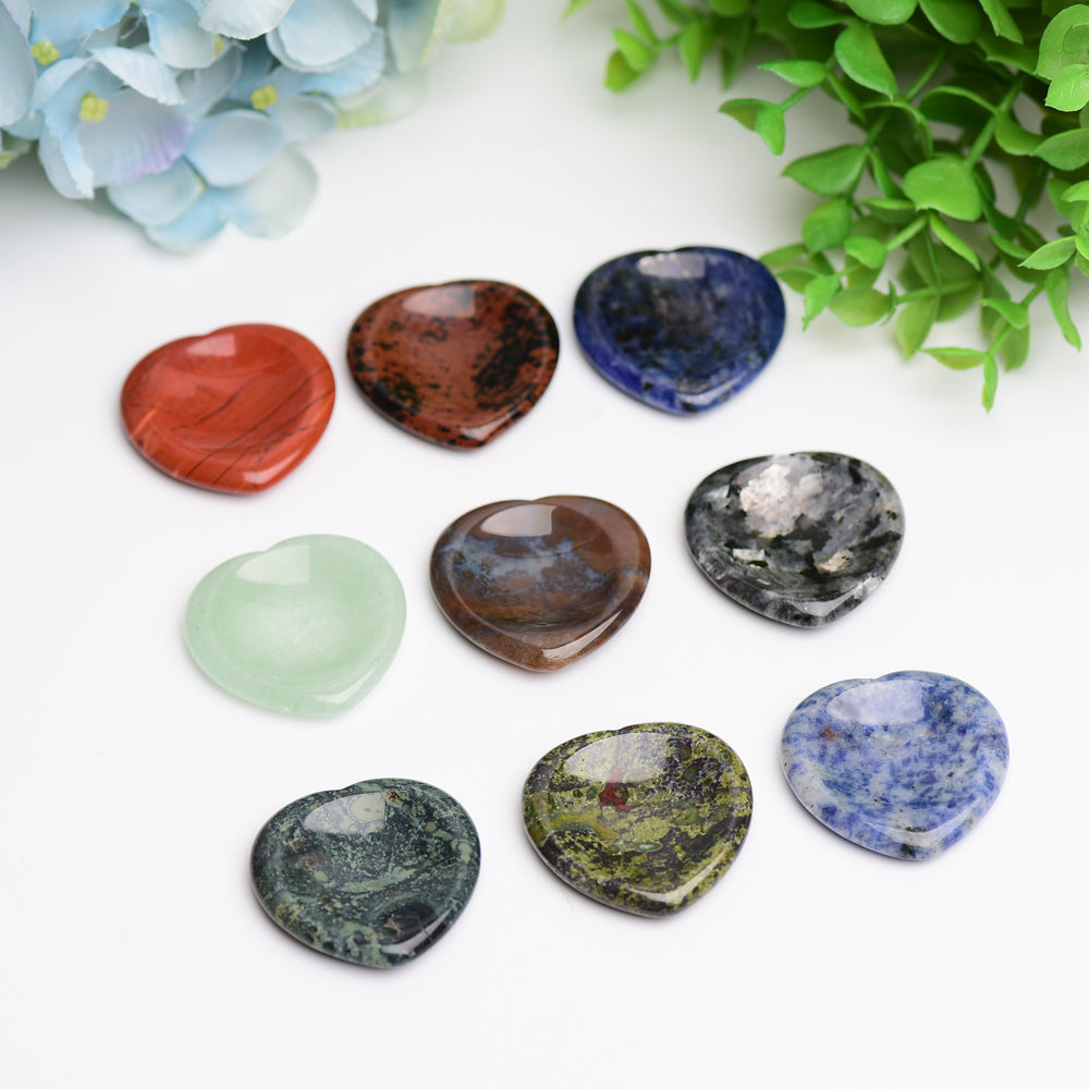 1.5" Mixed Crystal Heart Shape Worry Stone