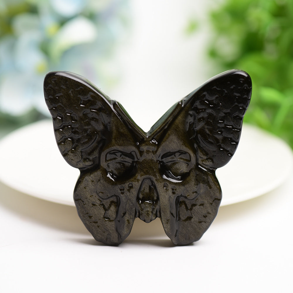 3.0" Labradorite & Golden Obsidian Butterfly Carving Bulk Wholesale