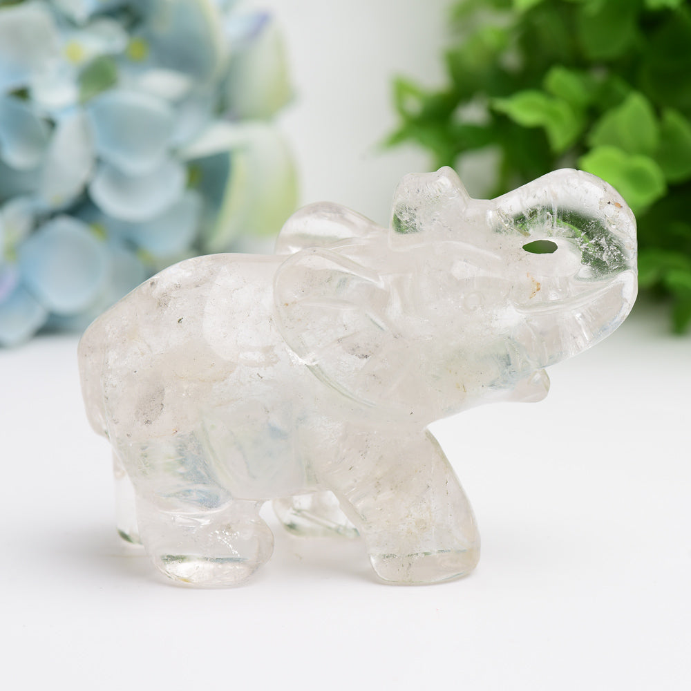 4.0" Mixed Crystal Elephant Animal Crystal Carving