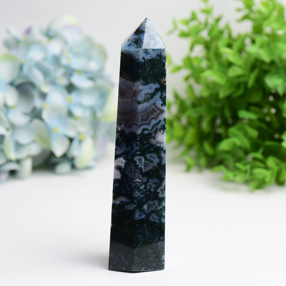 6.0" Moss Agate Crystal Tower Bulk Wholesale