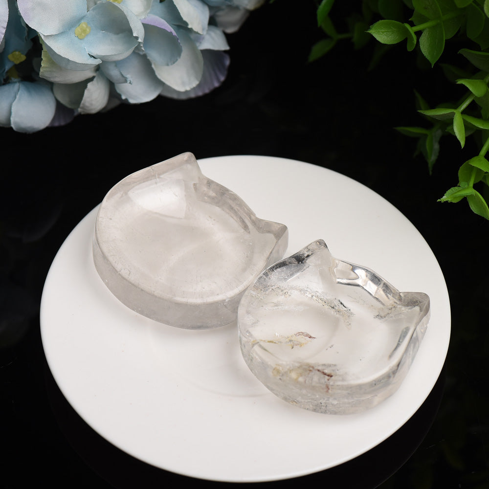 2.0"-3.5" Clear Quartz Cat Head Bowl Crystal Carving Bulk Wholesale
