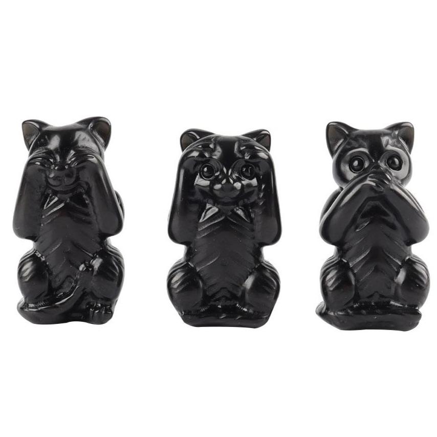Black Obsidian See No Evil, Hear No Evil, Speak No Evil, Free Form 1set Crystal wholesale suppliers