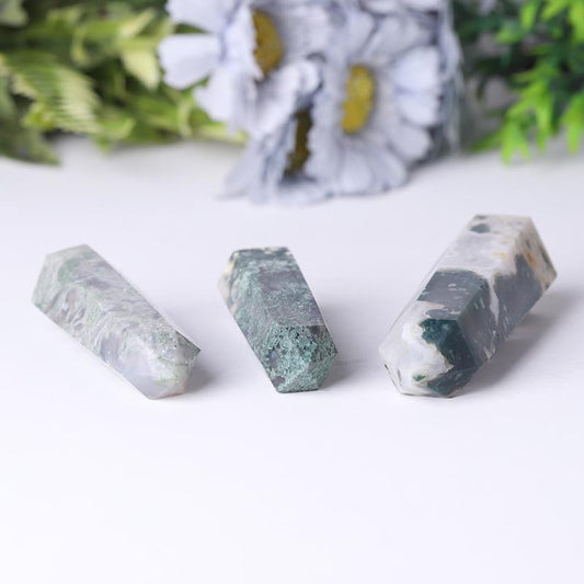 Wholesale Natural Moss Agate Point Healing Stone Crystal wholesale suppliers