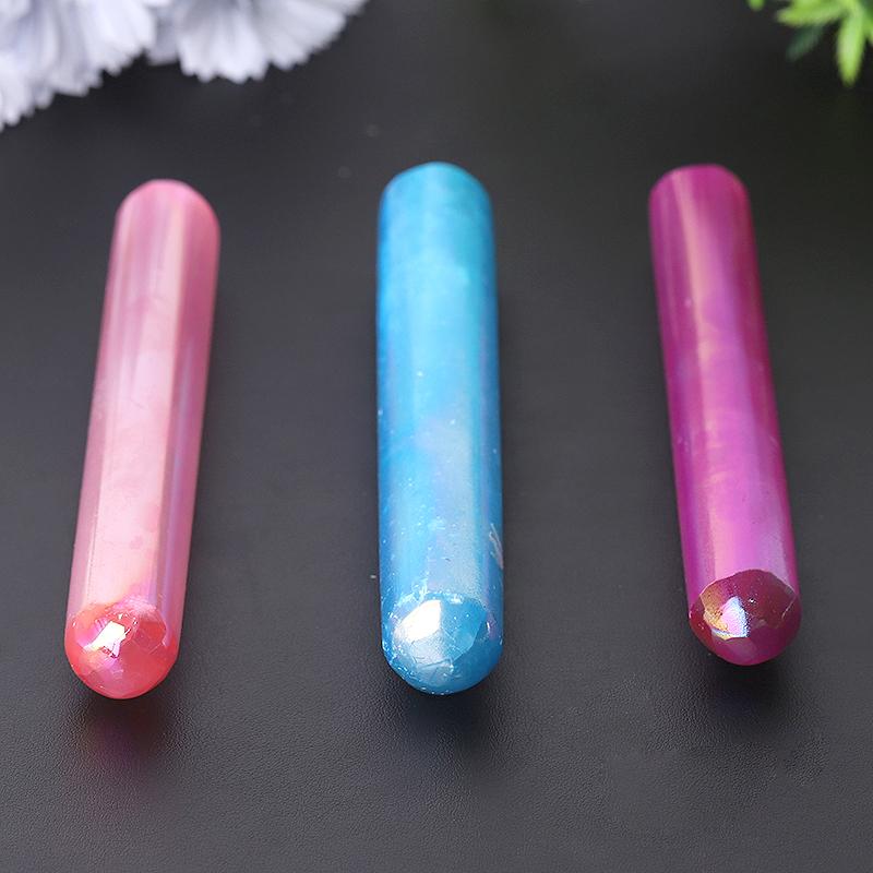 6" Aura Selenite Wand