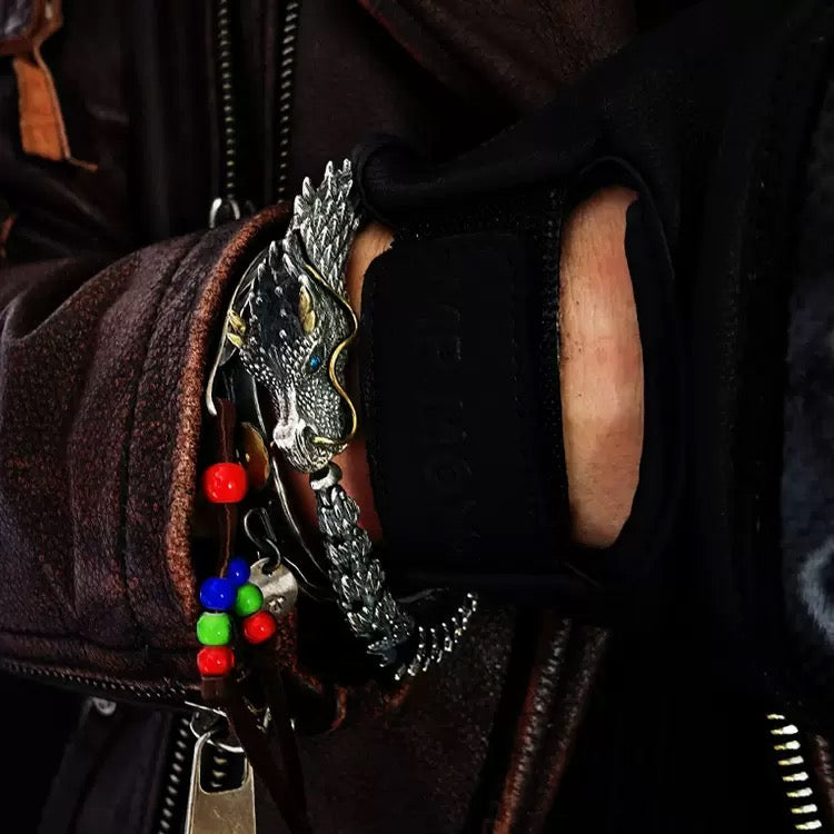 Men's Vintage Dragon Scale Link Bracelet Stainless Steel Punk Bangle Gift Bulk Wholesale