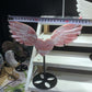25cm Pink Opal Heart Wings Carving with Stand Crystal Healing Bulk Wholesale