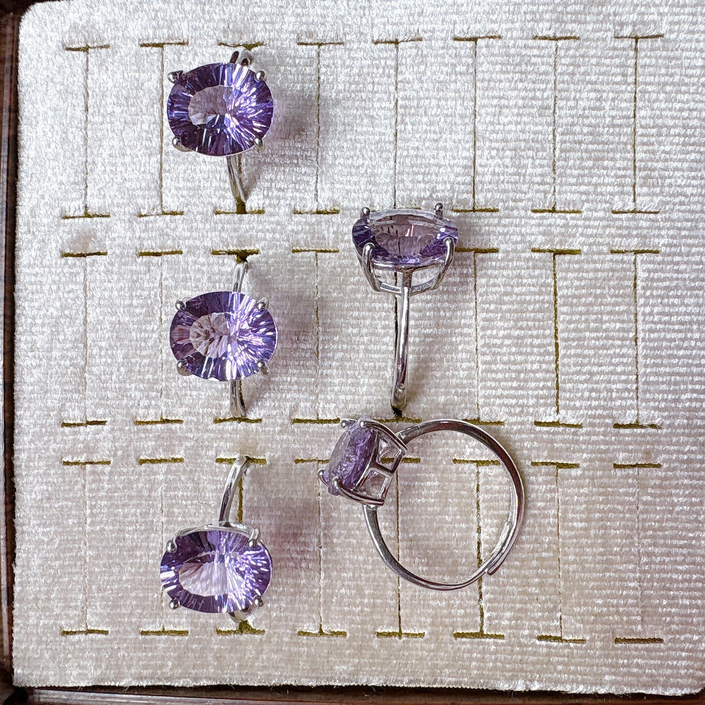 925 Silver Faceted Peridot Amethyst Ring Crystal Healing Bulk Wholesale