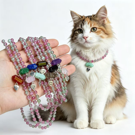 Cat's Eye Pet Collar with Magnet Buckle for Cat Crystal Healing Bulk Wholesale