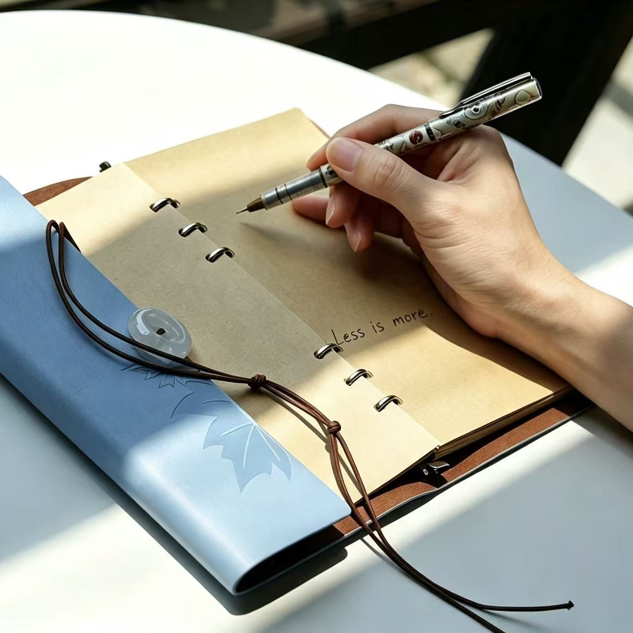 Loose-leaf PU Leather Journal Notebook with Natural Crystal Button Decoration Wholesale