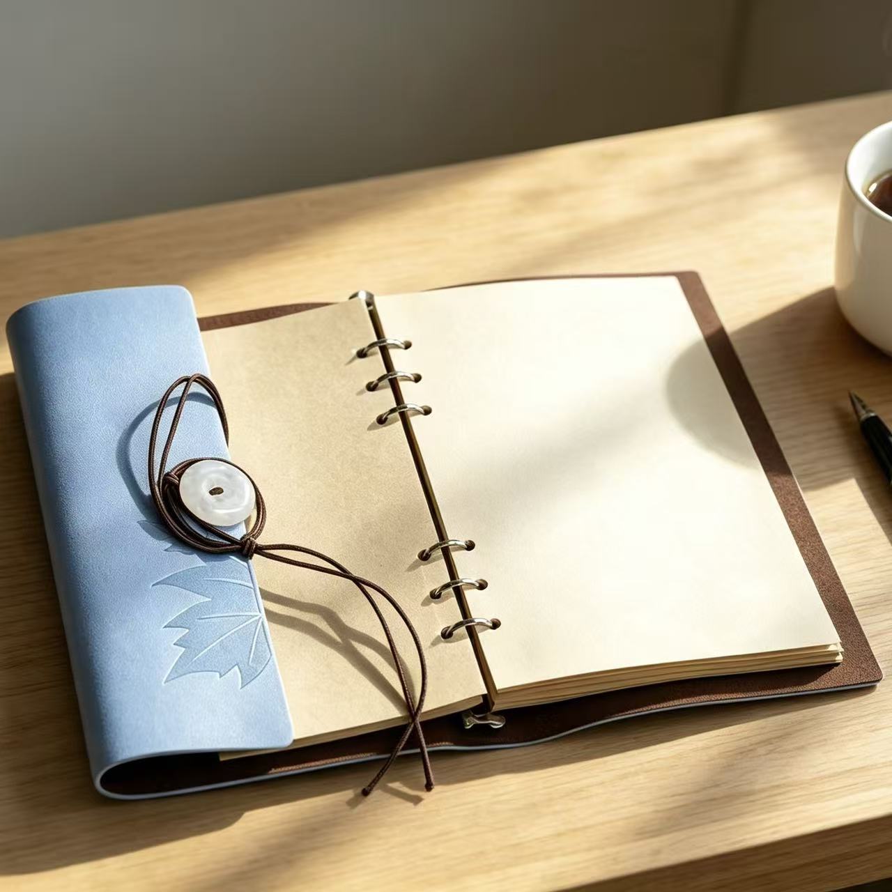 Loose-leaf PU Leather Journal Notebook with Natural Crystal Button Decoration Wholesale