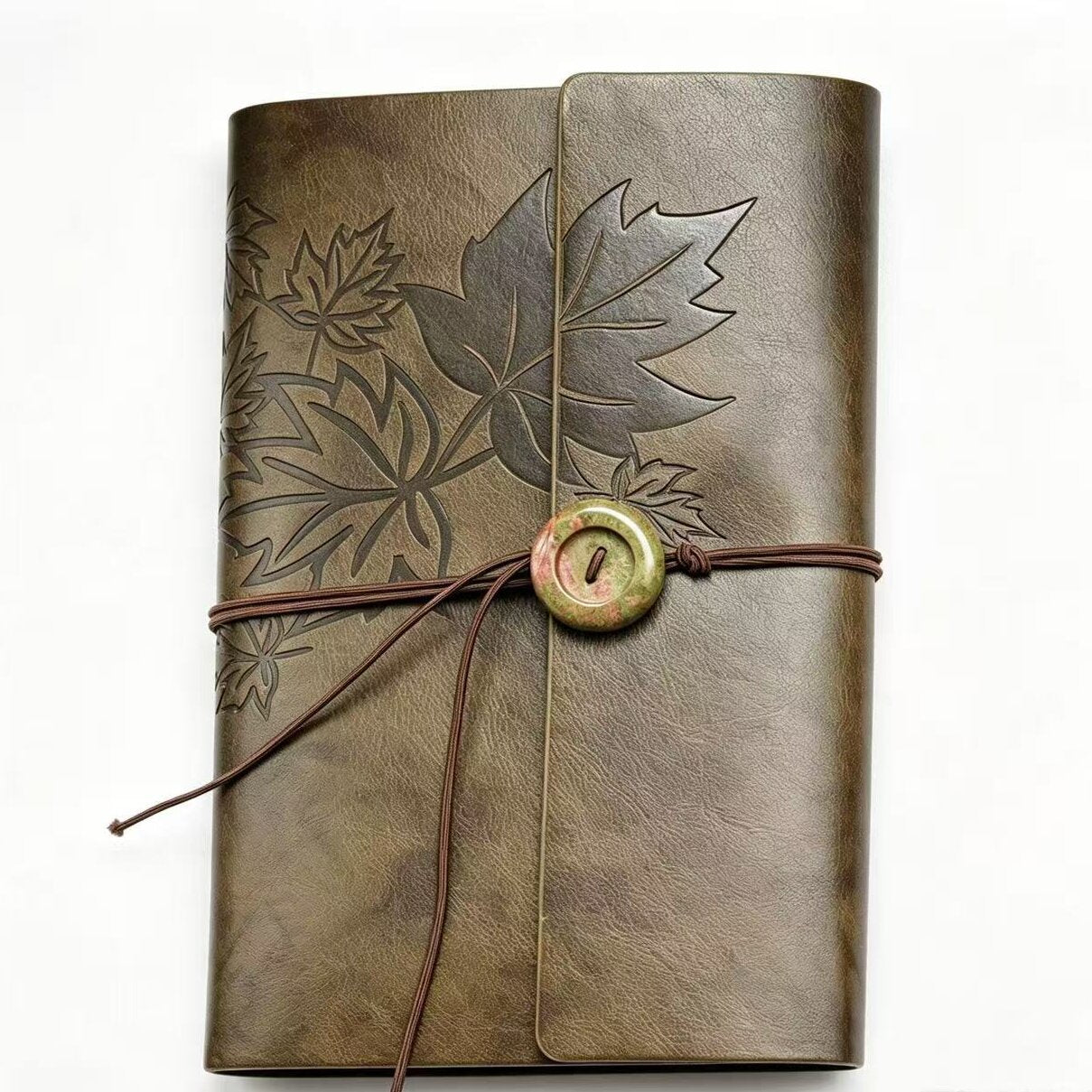 Loose-leaf PU Leather Journal Notebook with Natural Crystal Button Decoration Wholesale