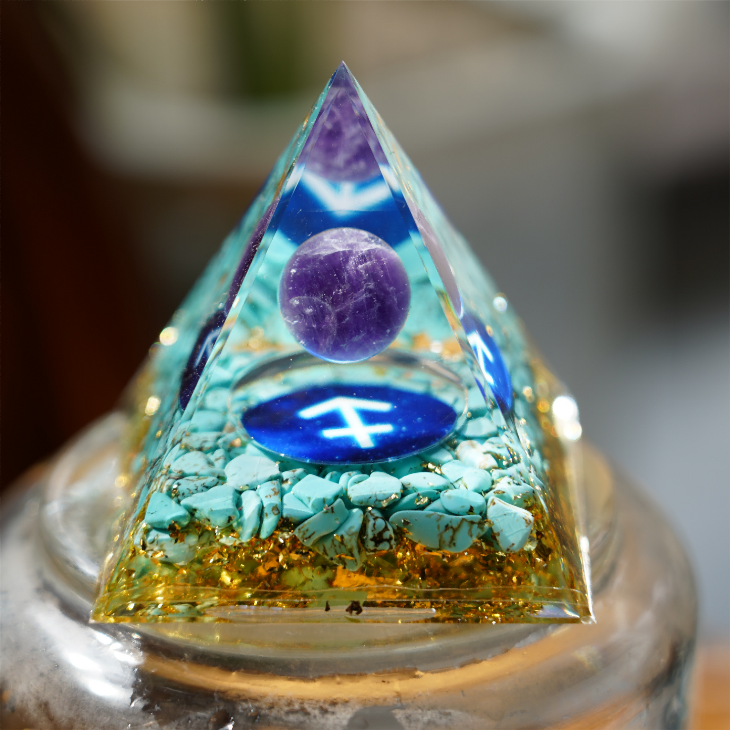 6cm Zodiac Orgone Resin Indused Crystal Chips Pyramid Free Form Bulk Wholesale