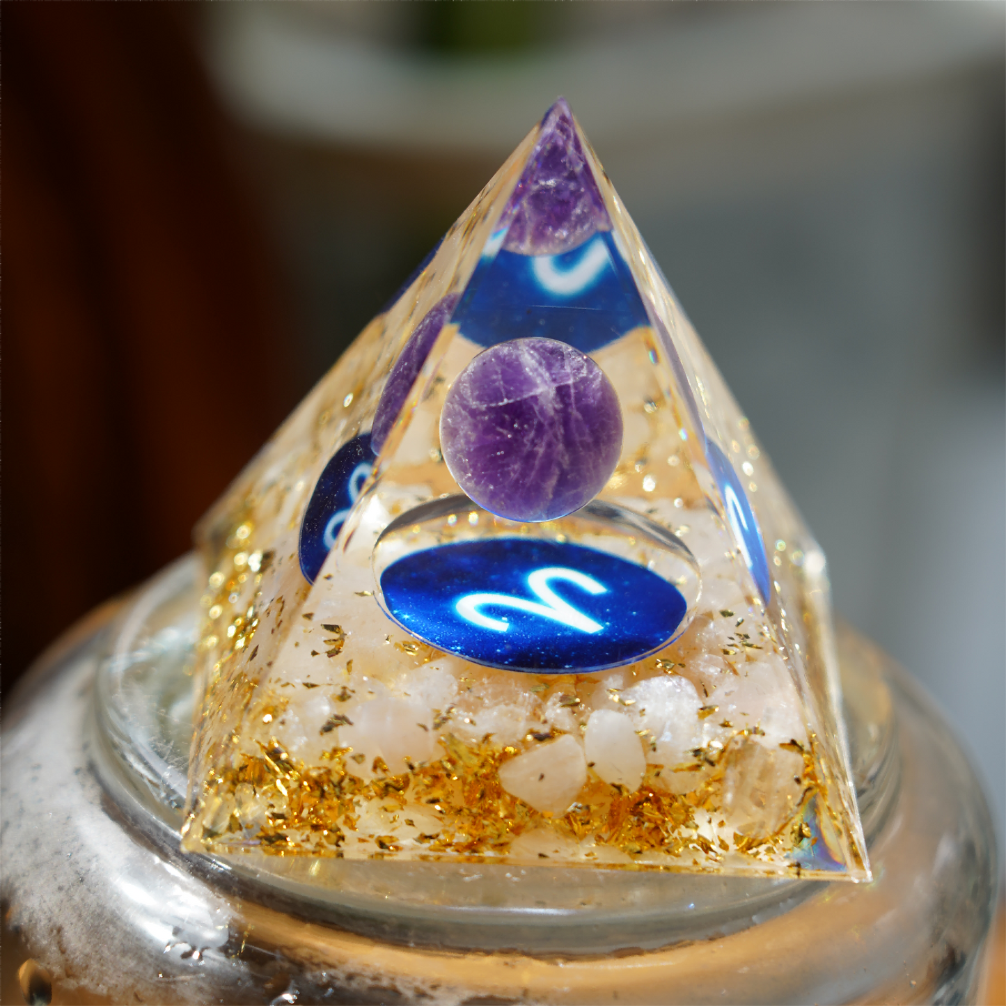 6cm Zodiac Orgone Resin Indused Crystal Chips Pyramid Free Form Bulk Wholesale