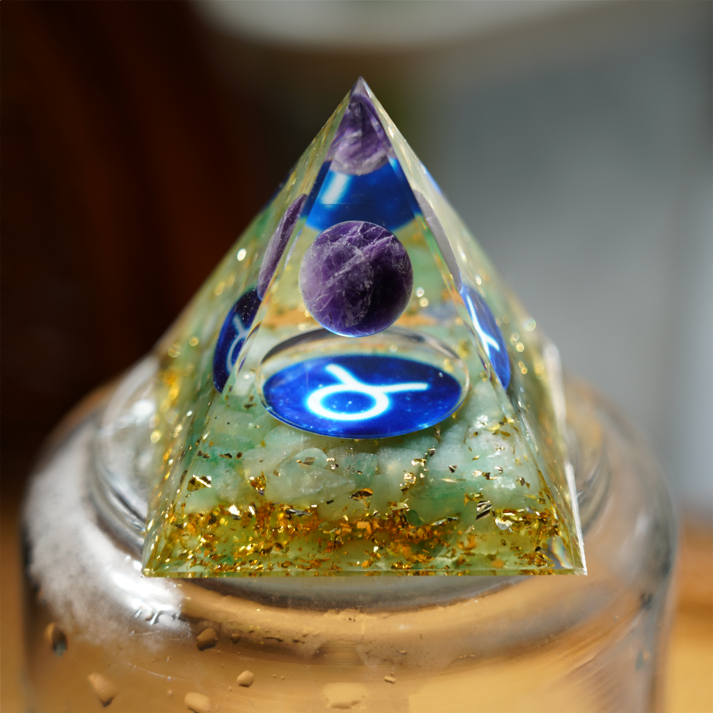 6cm Zodiac Orgone Resin Indused Crystal Chips Pyramid Free Form Bulk Wholesale