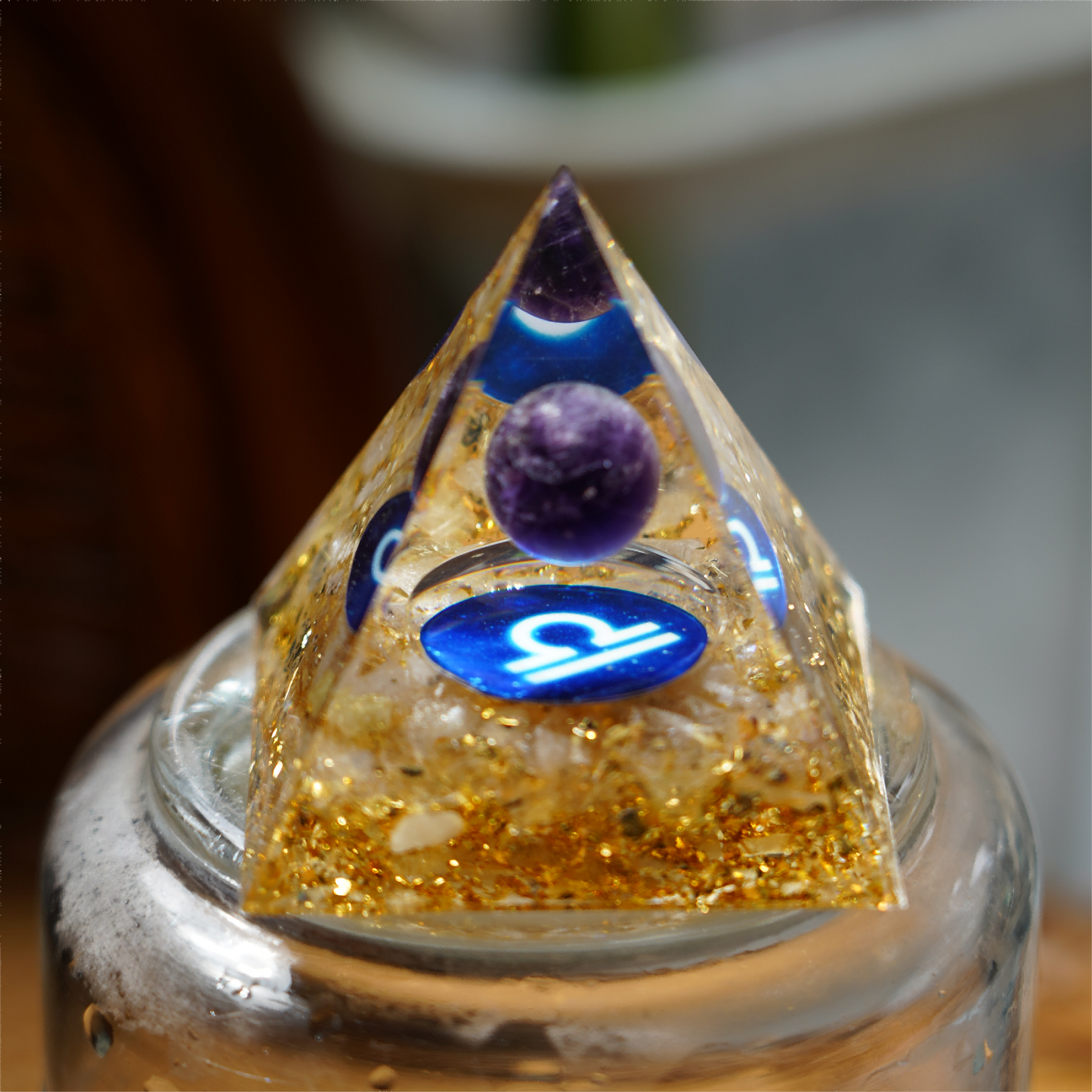 6cm Zodiac Orgone Resin Indused Crystal Chips Pyramid Free Form Bulk Wholesale