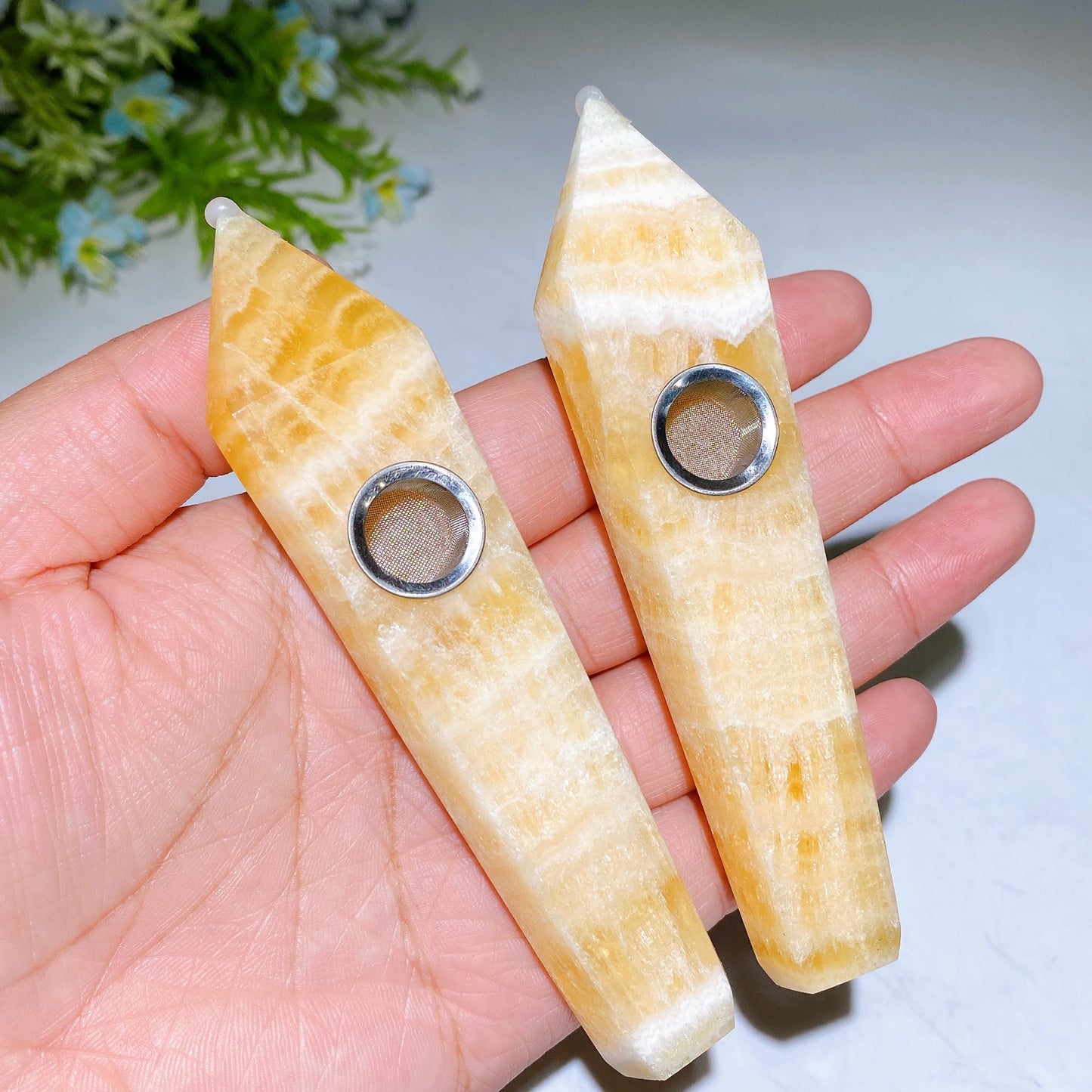 3.9"-4.2" Crystal Smoking Pipe Carving Crystal Healing Bulk Wholesale