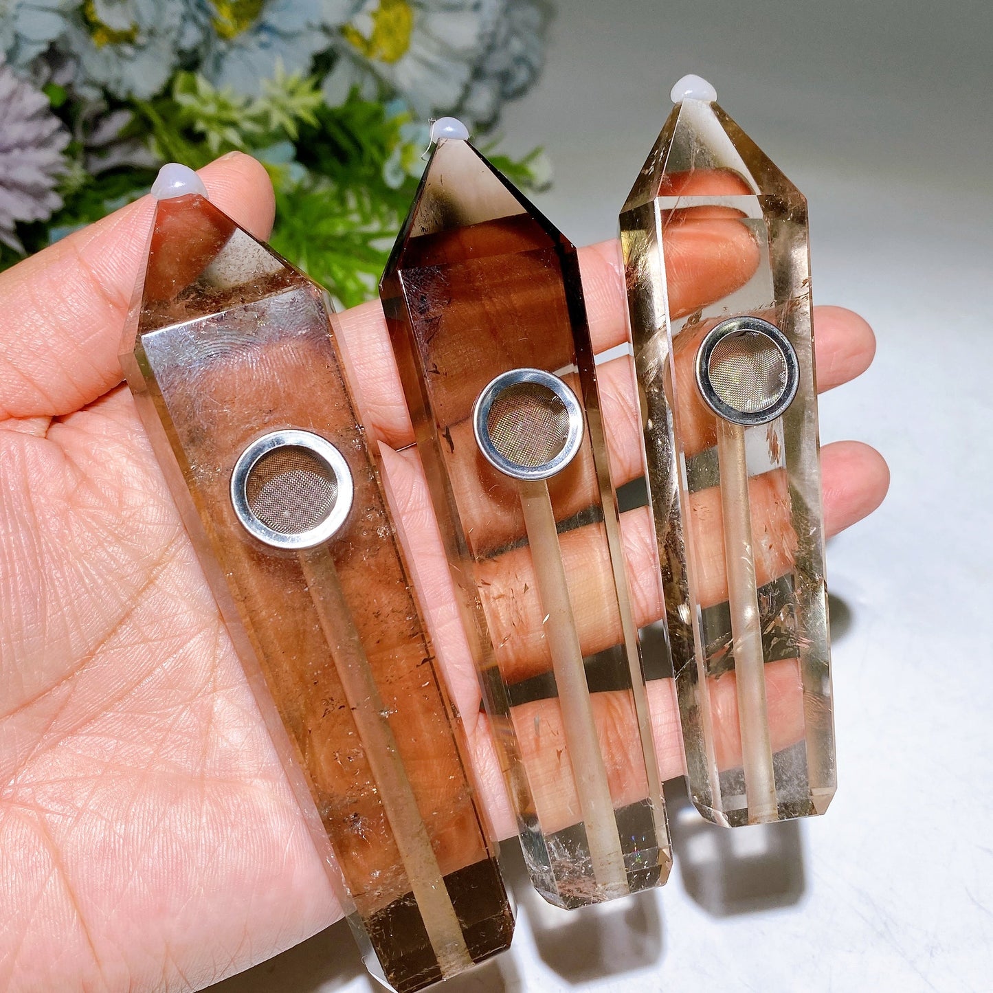 3.9"-4.2" Crystal Smoking Pipe Carving Crystal Healing Bulk Wholesale