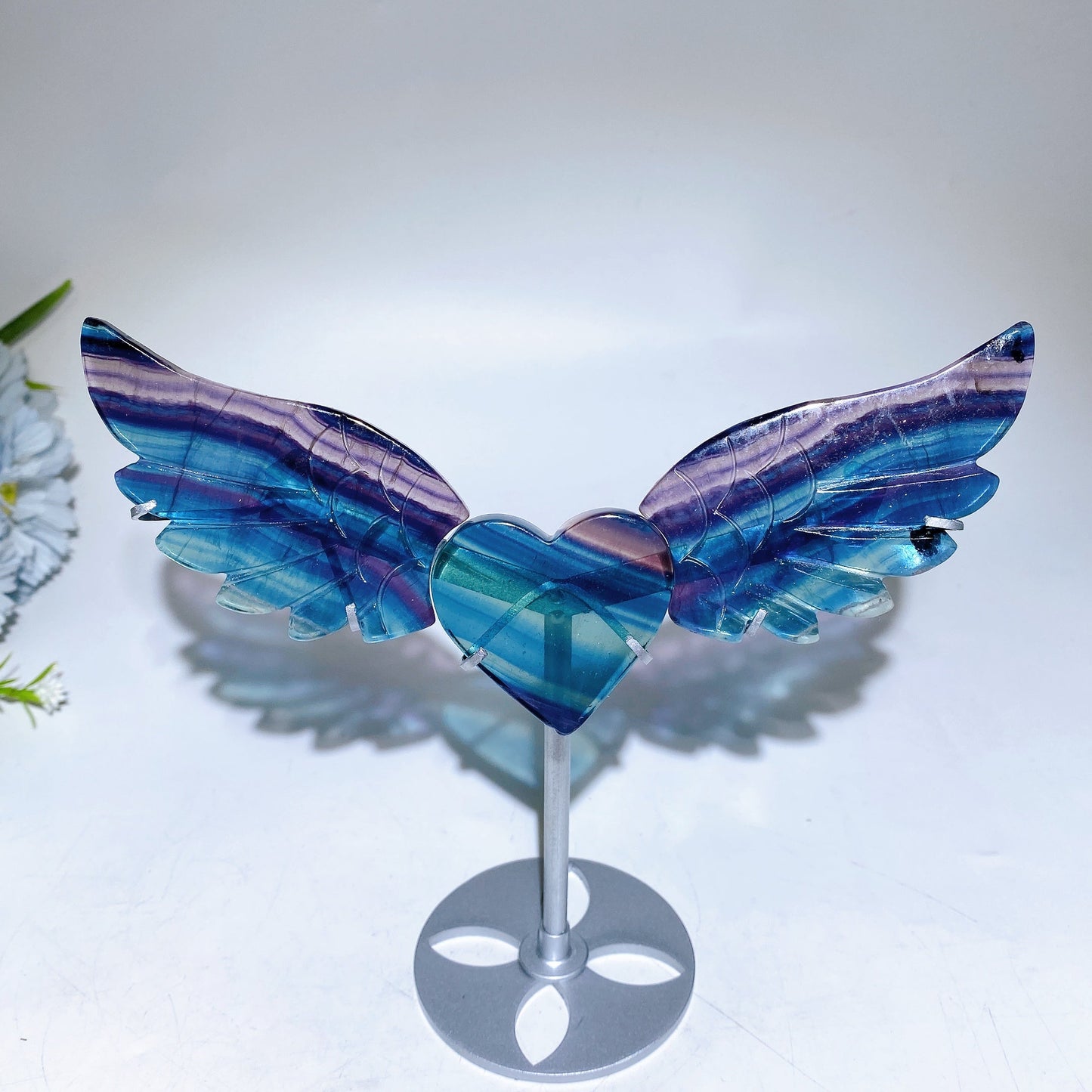 Crystal Heart Wings Carving with Stand Crystal Healing Bulk Wholesale